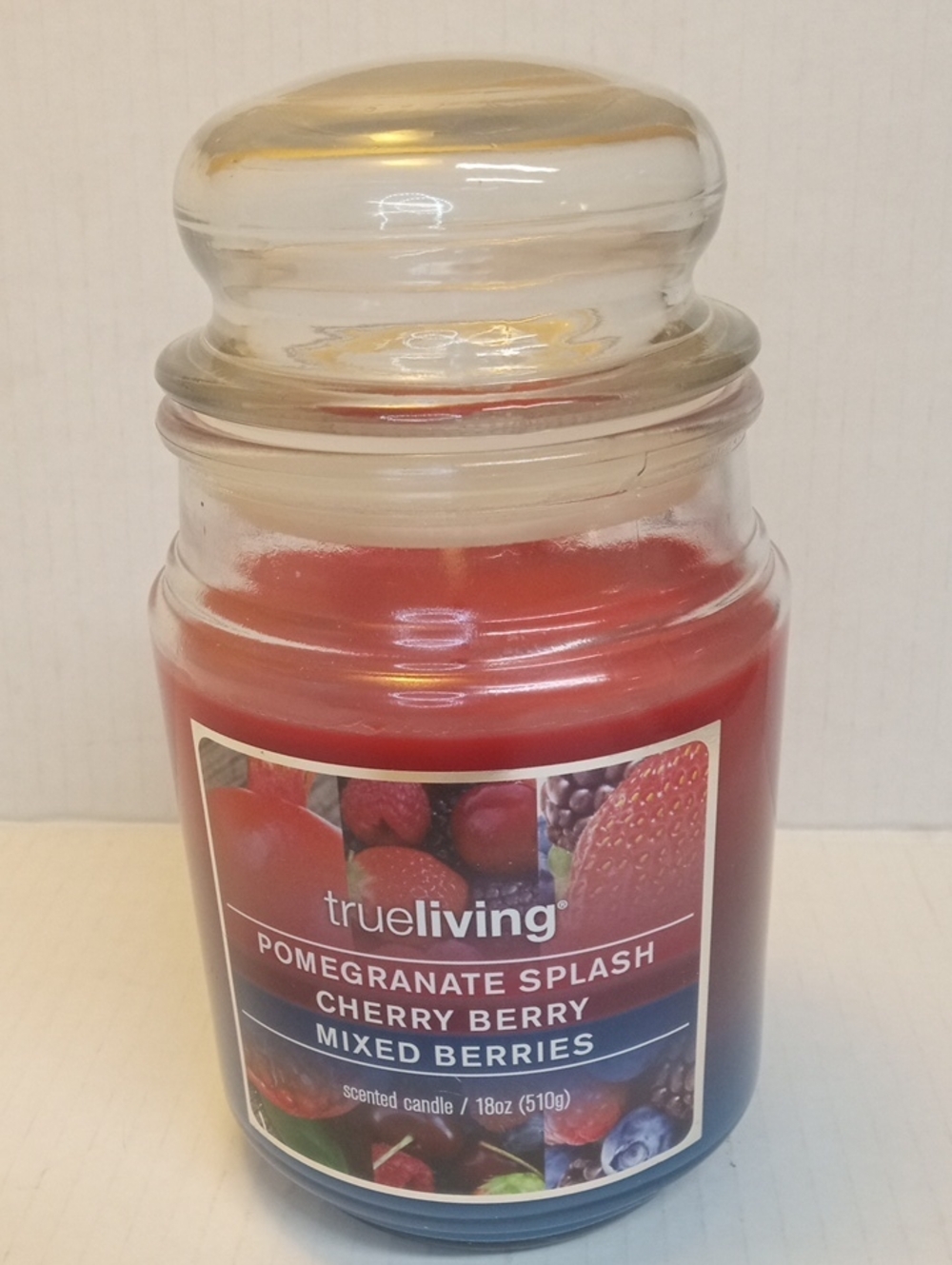 HTF Candle Pomegranate Splash Cherry Berry Mixed Berries 18 Oz Jar True Living
